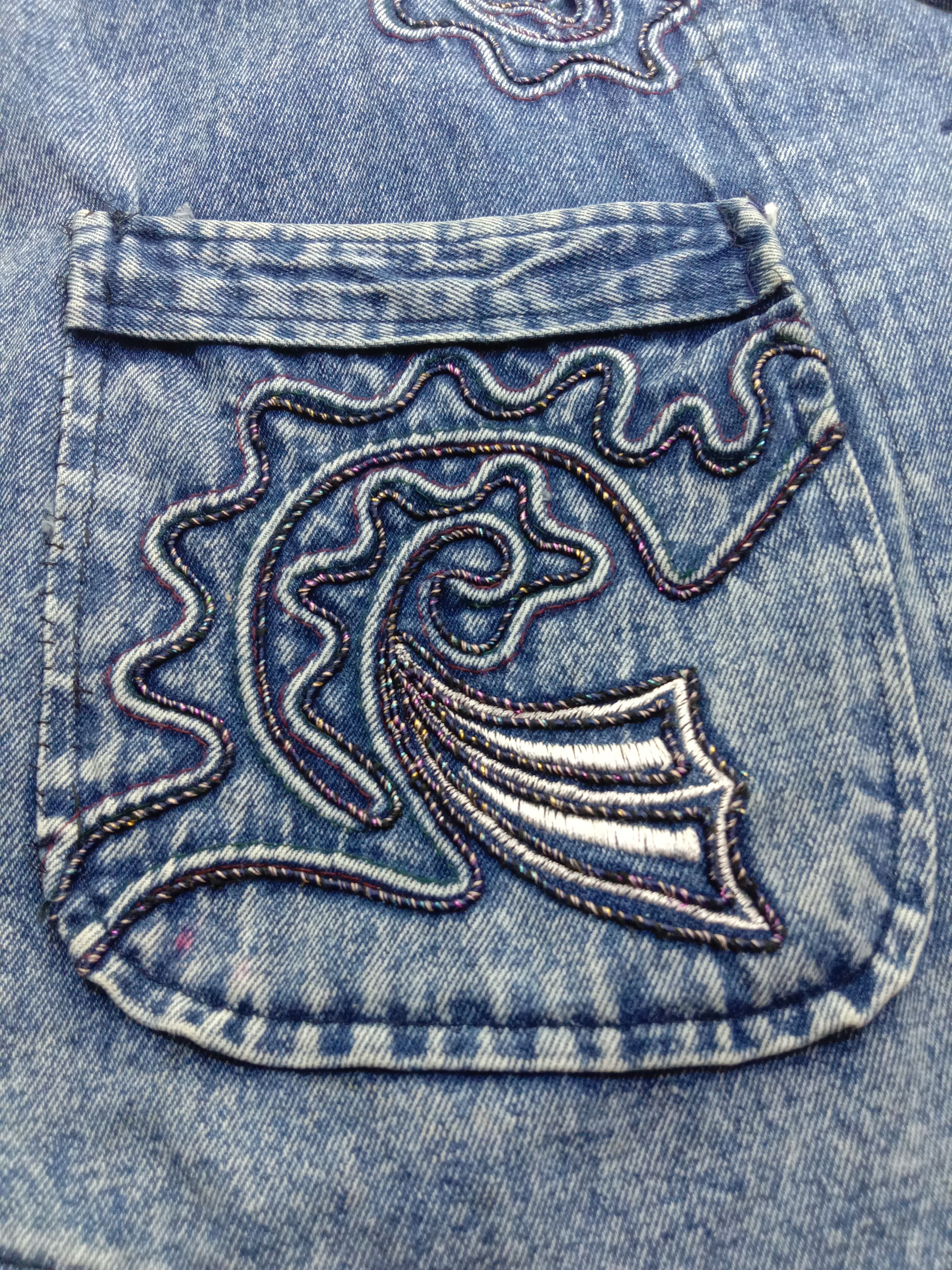 Vintage Designer Embroidery Art Denim Jacket