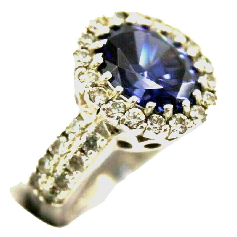 Dazed Magazine 925 Sterling Ring • Fiery Blue Multi Hue CZ Marked DQC •Sz 6 Size ONE SIZE - 1 Thumbnail