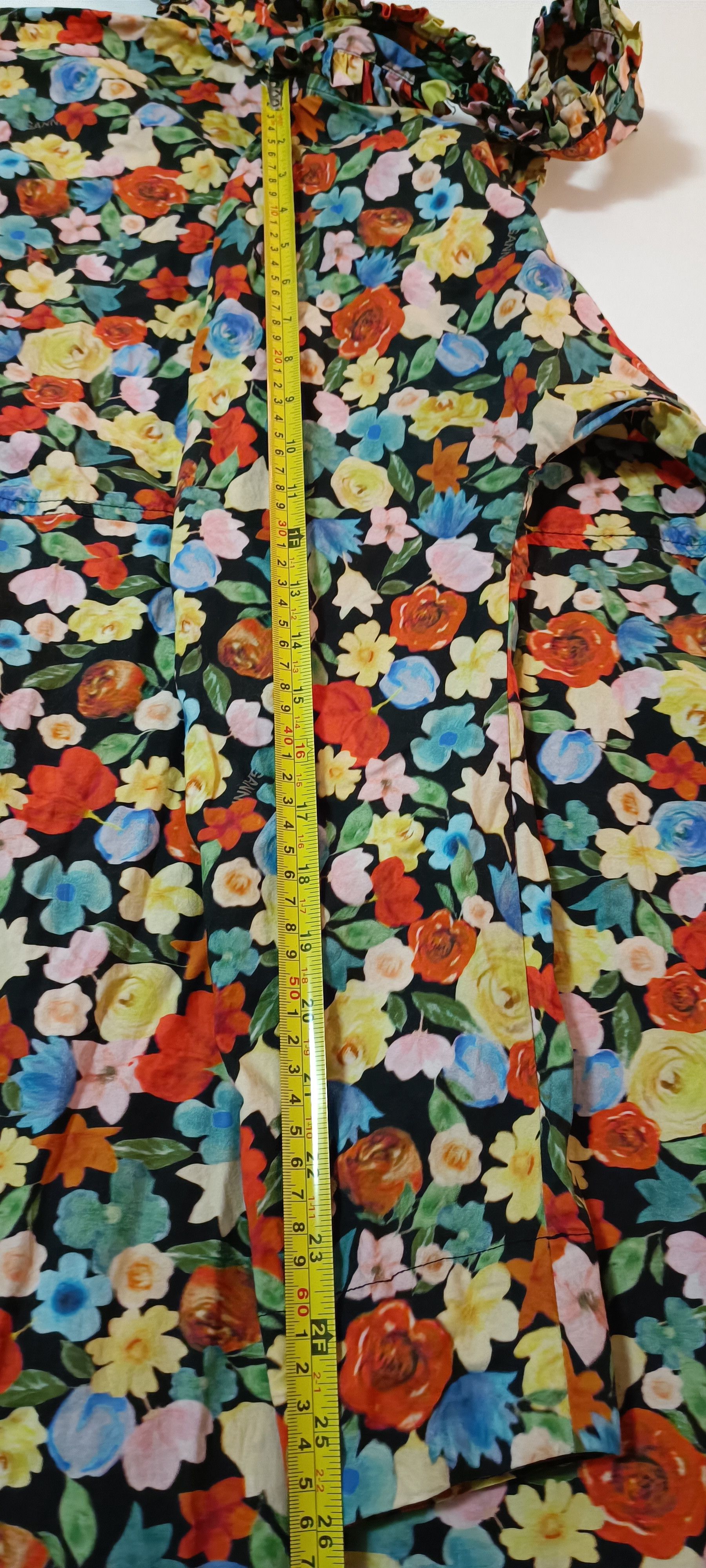 Ganni Tie-Neck Multicolor Floral - Print Cotton -Poplin Maxi Dress Size S / US 4 / IT 40 - 20 Thumbnail