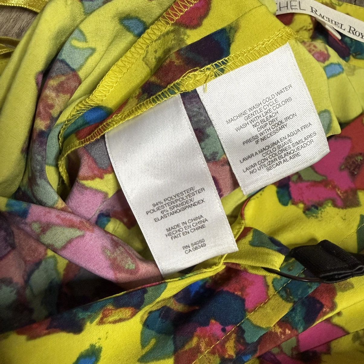 Other Rachel Rachel Roy Chartreuse Yellow Floral Drop Waist Ruffle Size XS / US 0-2 / IT 36-38 - 5 Thumbnail