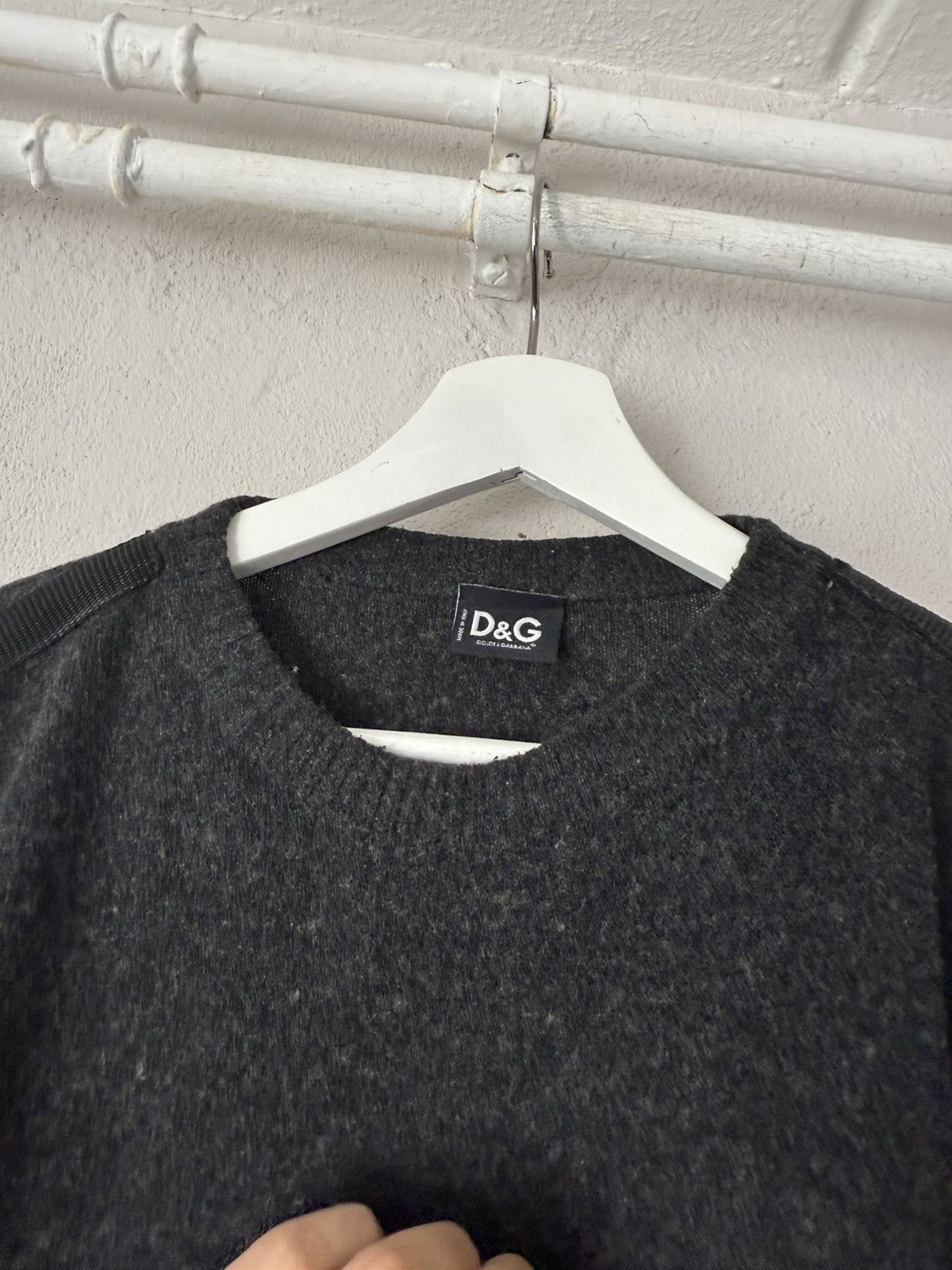 Dolce & Gabbana D&G Charcoal Wool Sweater with Tactical Strap Detail Size US M / EU 48-50 / 2 - 5 Thumbnail