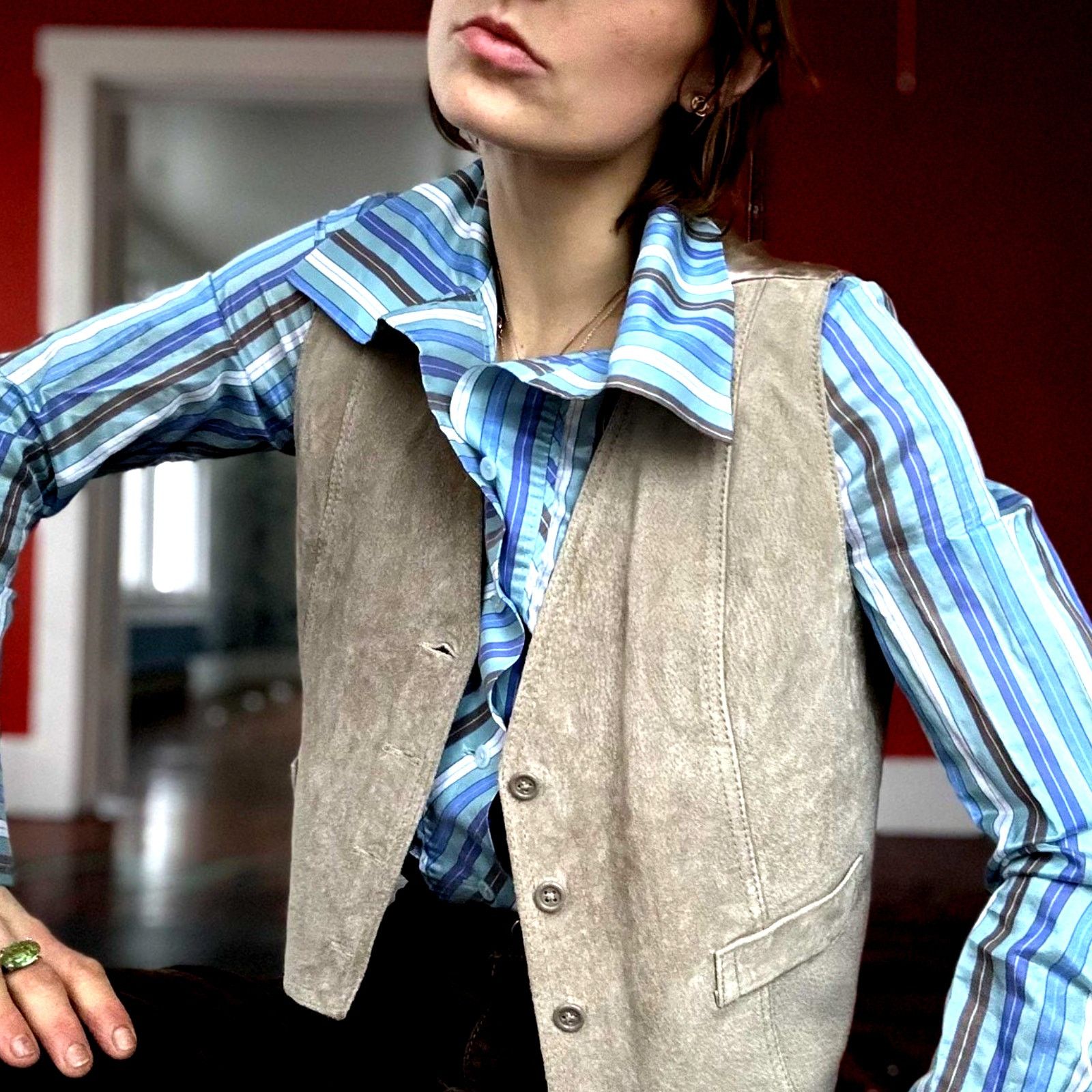 Wilsons Leather Vtg. 90s Wilsons Leather Grey Suede Vest Size S / US 4 / IT 40 - 2 Thumbnail