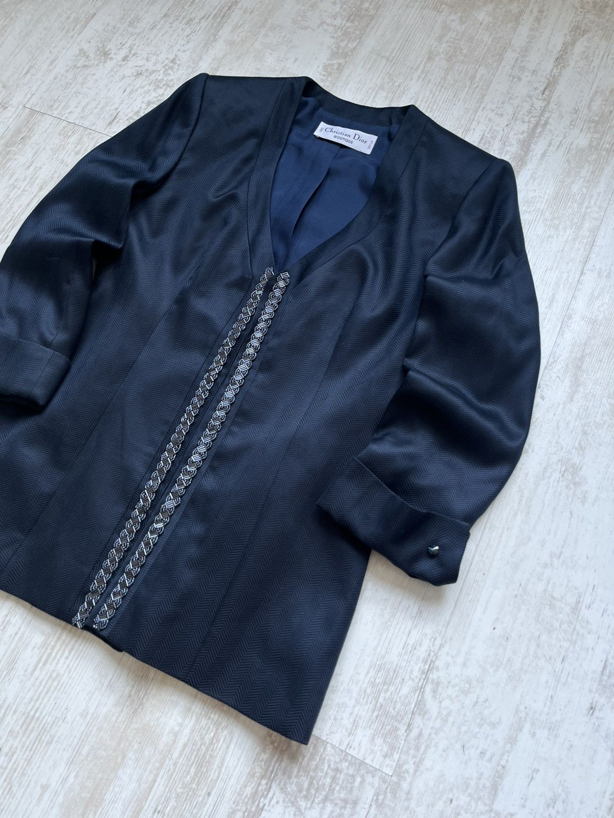 Dior Christian Dior Boutique Blue Silk Blazer Jacket Archival 90s Size M / US 6-8 / IT 42-44 - 2 Thumbnail