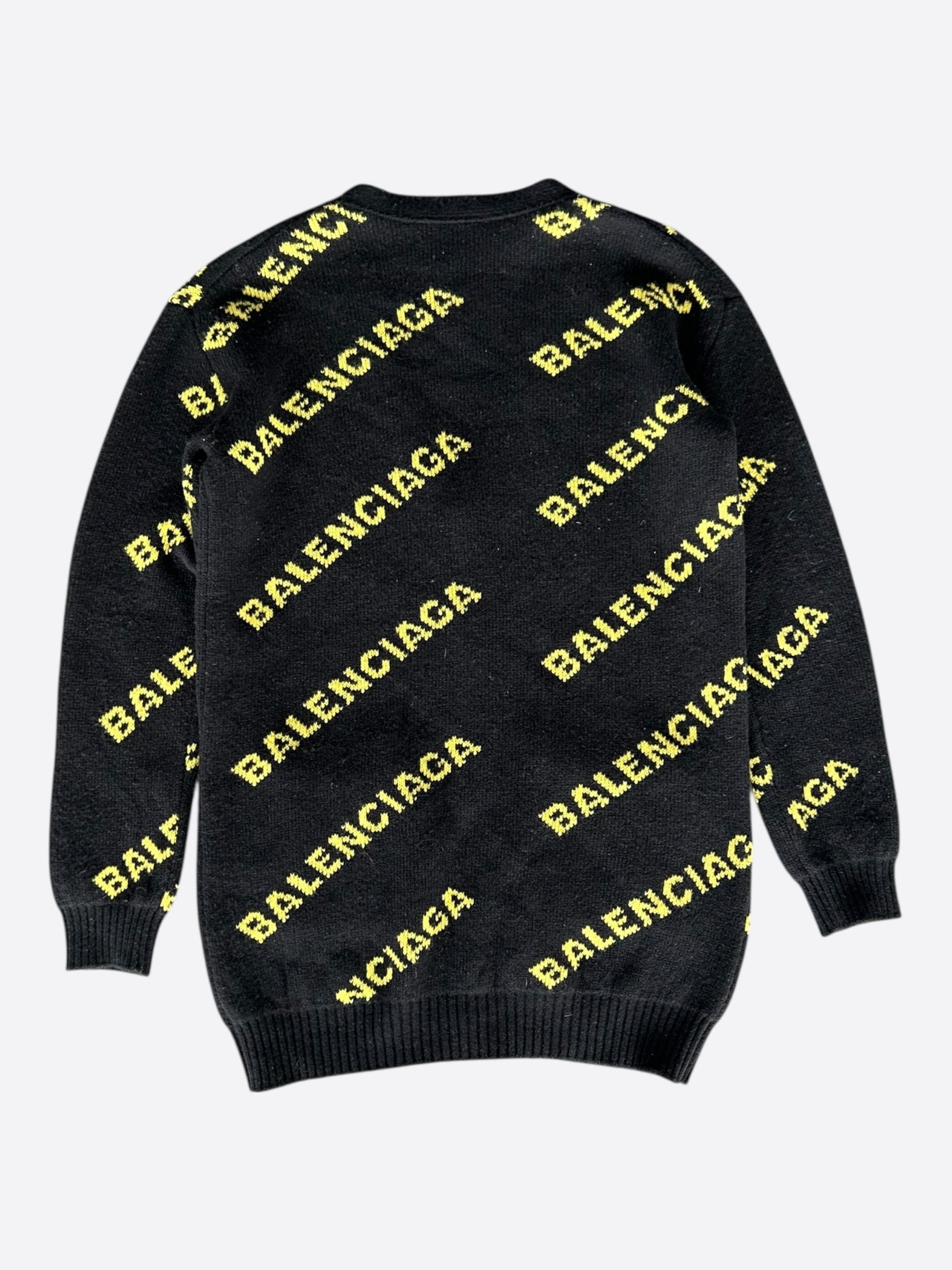 Balenciaga Balenciaga Black & Yellow All Over Logo Cardigan Size US L / EU 52-54 / 3 - 2 Thumbnail