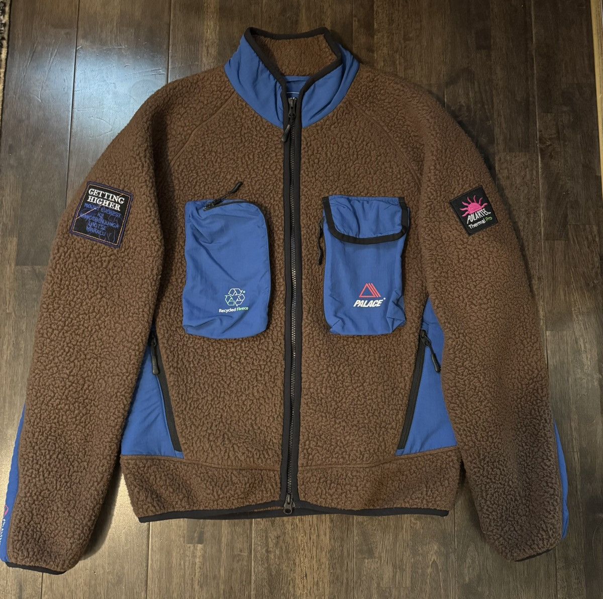 Palace Palace Jacquard Fleece Hooded Jacket Tan/Brown XL