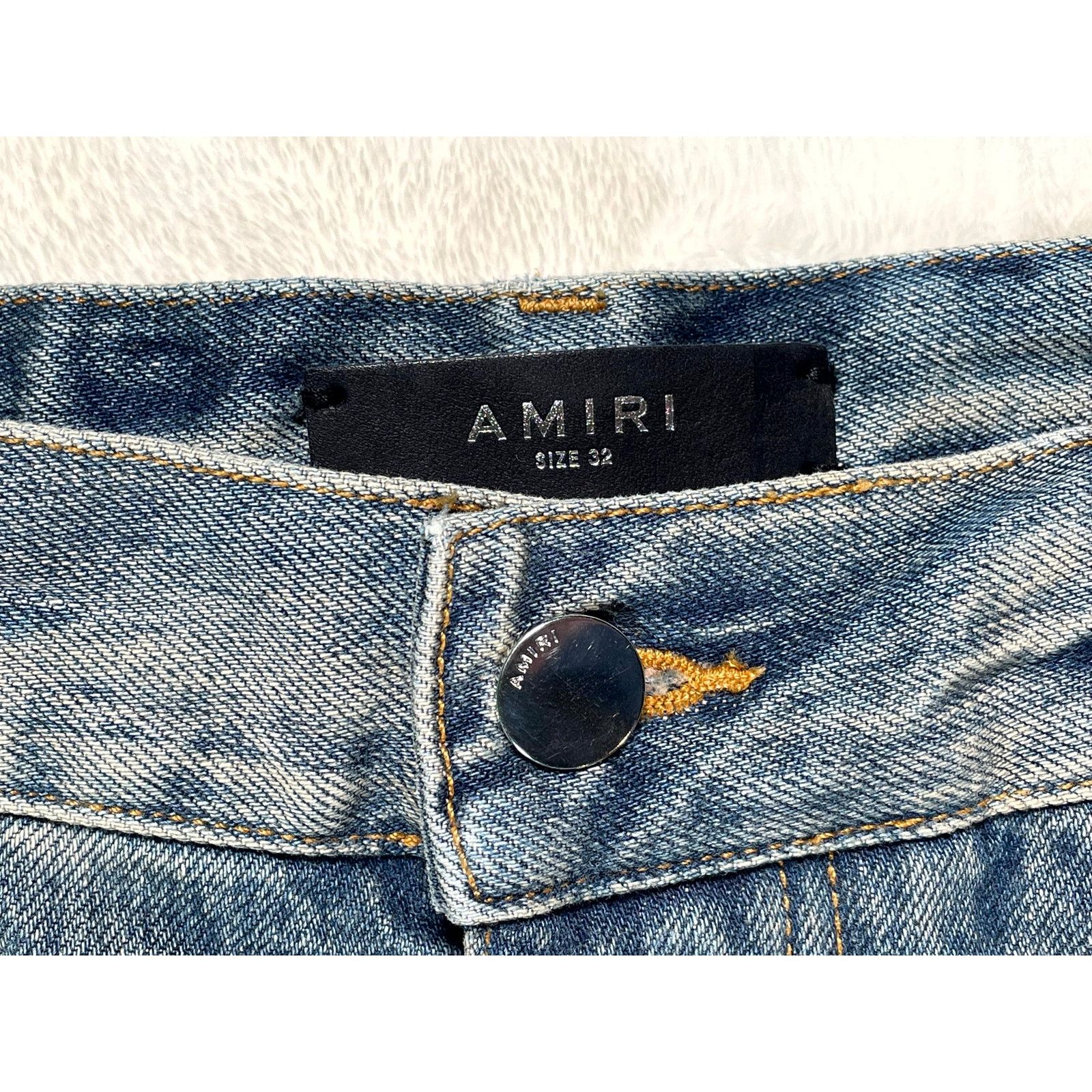 Amiri Amiri Vintage Indigo Hockey Logo Light Wash & Grey Jeans Size US 32 / EU 48 - 3 Thumbnail