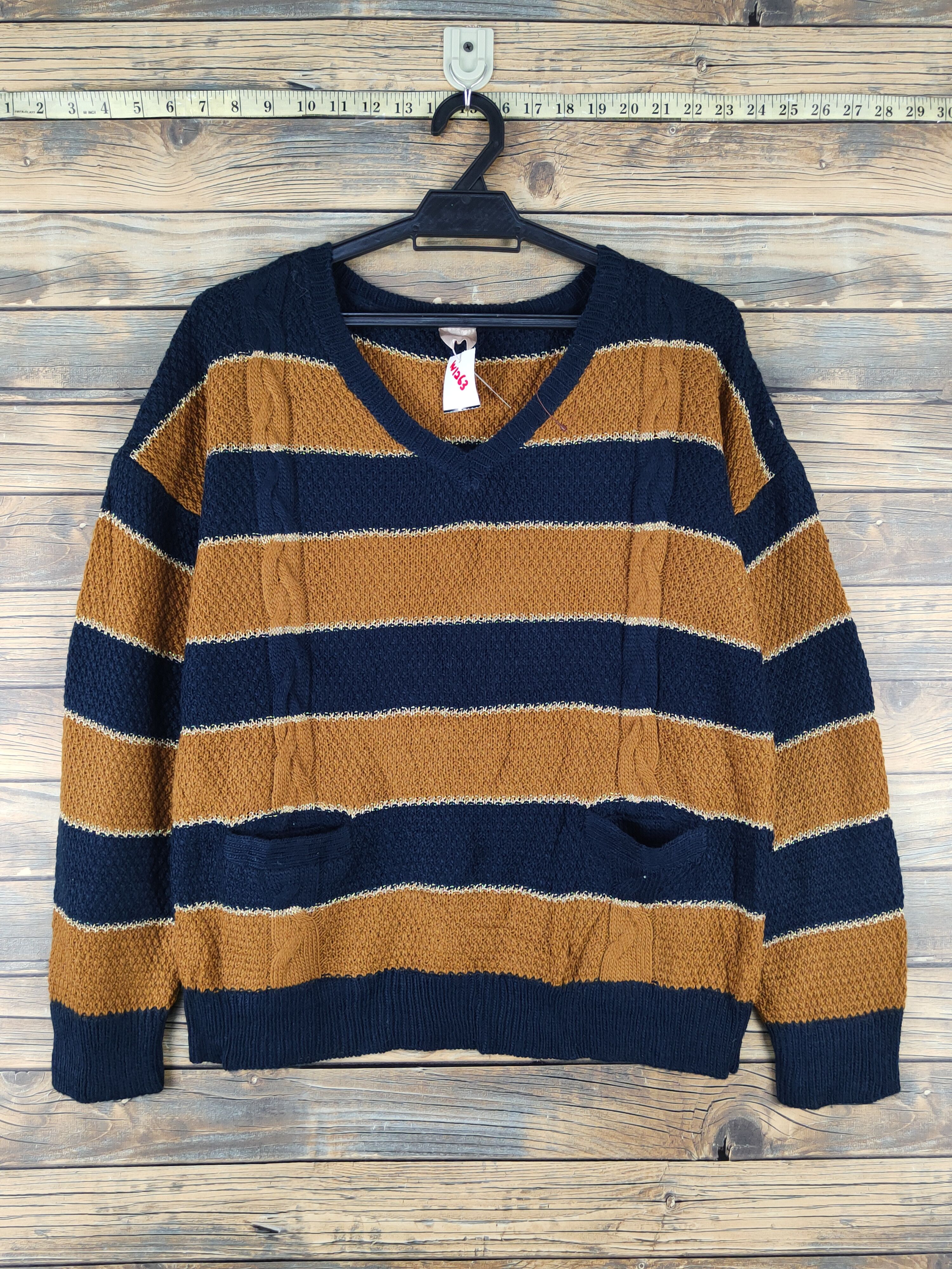 Aran Isles Knitwear Jena Navy Brown Stripe Knitwear Sweatshirts #W1263 Size US S / EU 44-46 / 1 - 1 Thumbnail