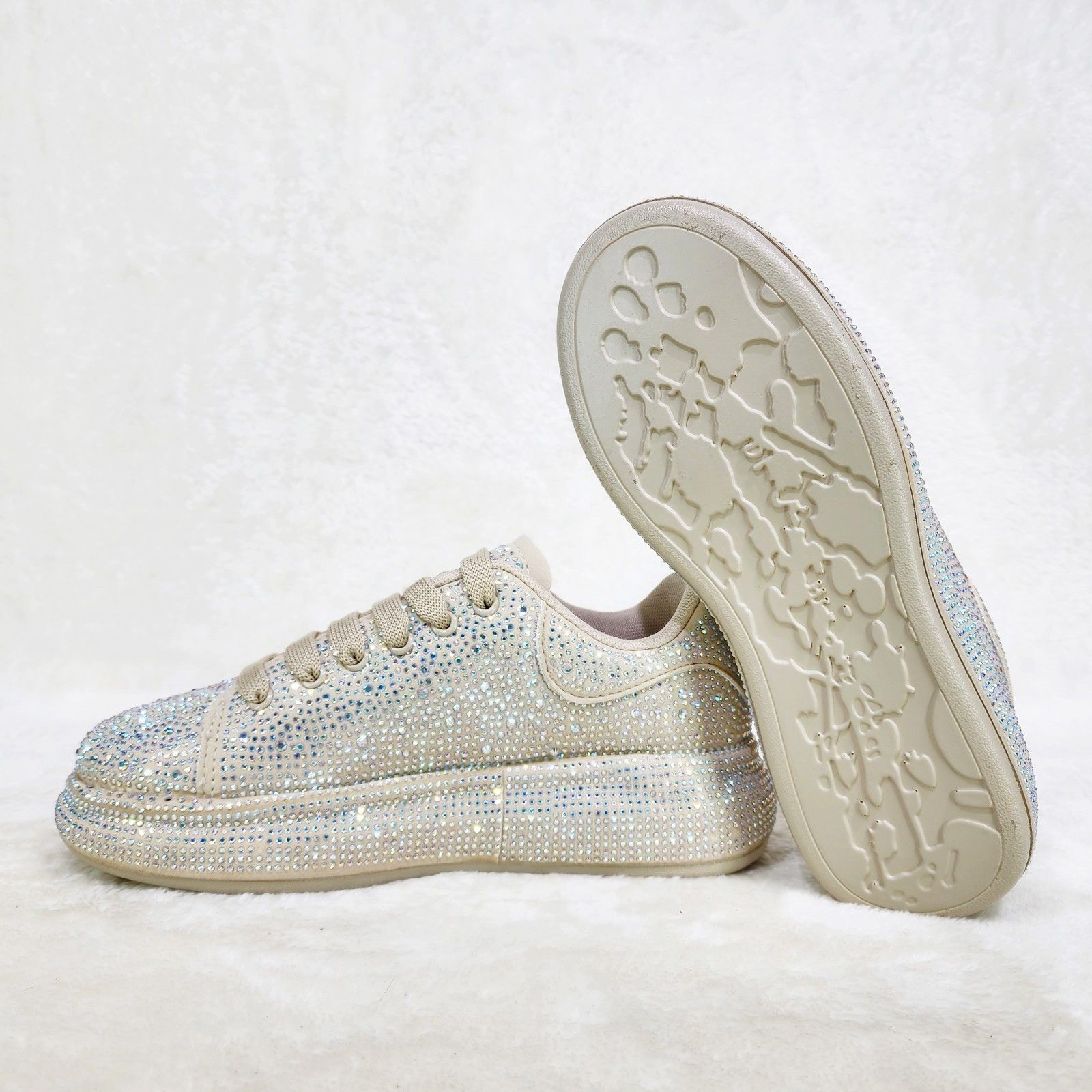 Other Dazzle Cush Nude Iridescent Rhinestone Platform Sneaker Tenn Size US 11 / IT 41 - 2 Thumbnail