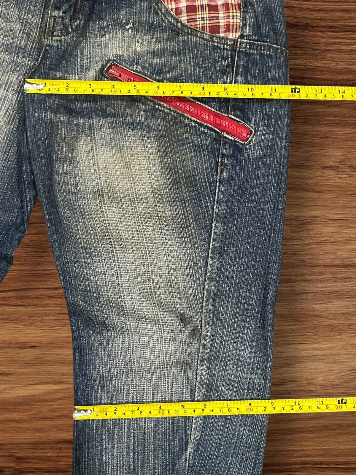 Japanese Brand Vintage Japanese Brand Double Waist Plaid Pocket Jeans Size US 31 - 15 Thumbnail