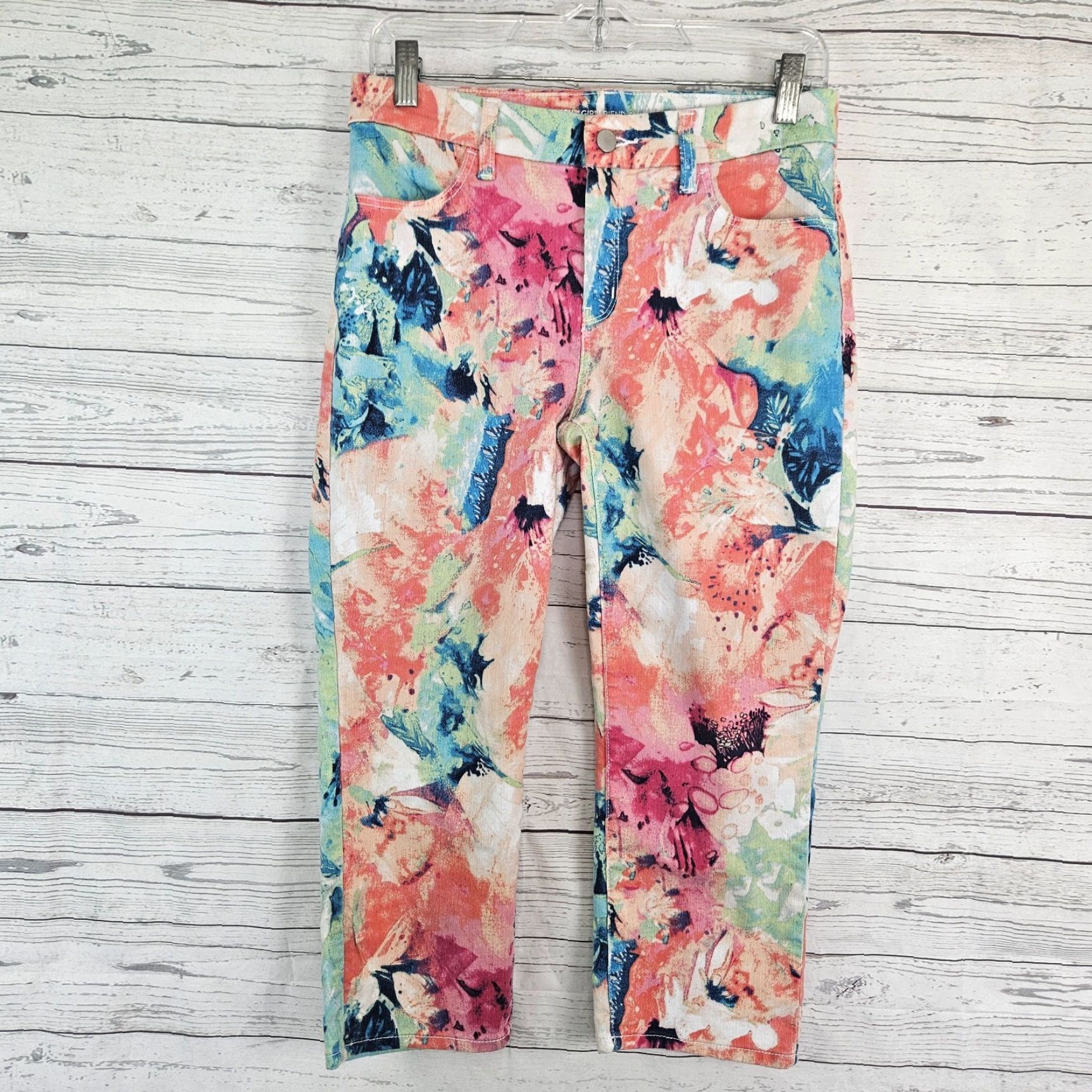 Vintage Chico's Womens Capri Jeans Slim Leg 00 Pink Blue Mid Rise 20in Inseam Womens Size ONE SIZE - 2 Thumbnail
