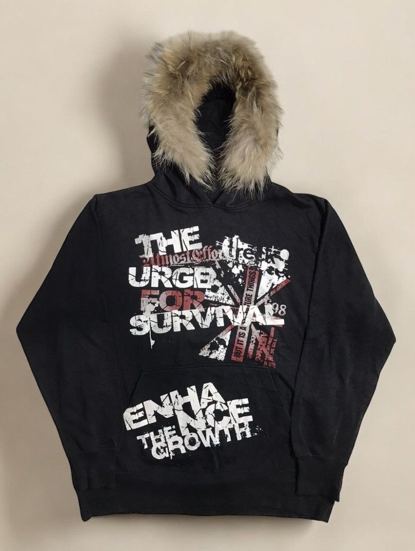 If Six Was Nine 2000s Rare Poem Faux Fur Zip Up Hoodie Size US L / EU 52-54 / 3 - 1 Thumbnail