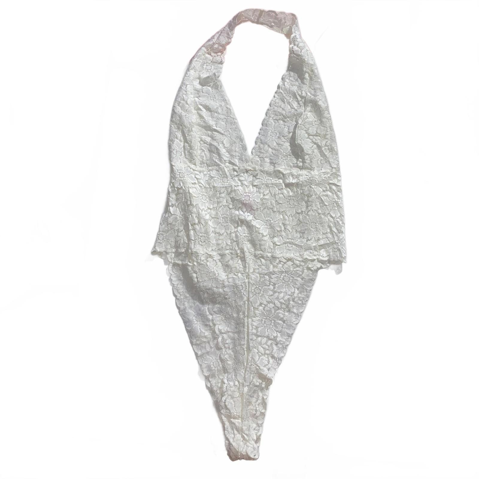Designer Vintage Victoria’s Secret Lace Bodysuit M WhiteY2K Lingerie Size ONE SIZE - 1 Thumbnail