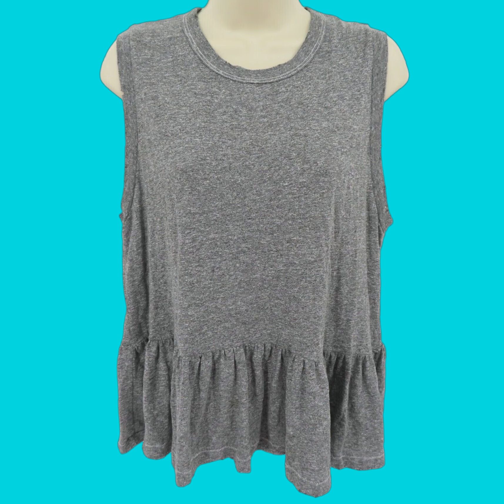 THE GREAT VINTAGE The Great Womens 1 Gray Peplum Sleeveless Distressed Hem Tank Top Blouse Shirt Size XS / US 0-2 / IT 36-38 - 1 Thumbnail