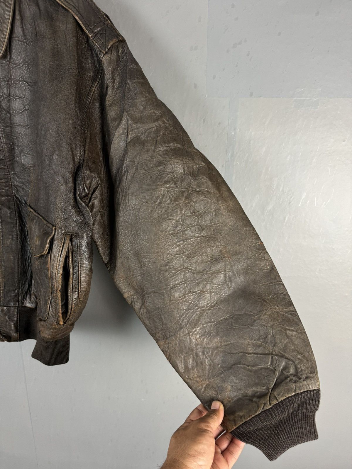 Leather VINTAGE BRIGHT LIGHTS DISTRESSED LEATHER JACKET Size US L / EU 52-54 / 3 - 2 Thumbnail