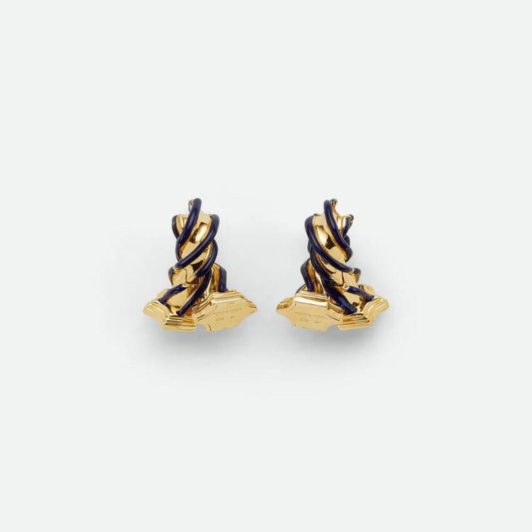 Bottega Veneta o1bcso1str0725 Size: OS / Pillar Earrings in Blue/Gold Size ONE SIZE - 1 Thumbnail