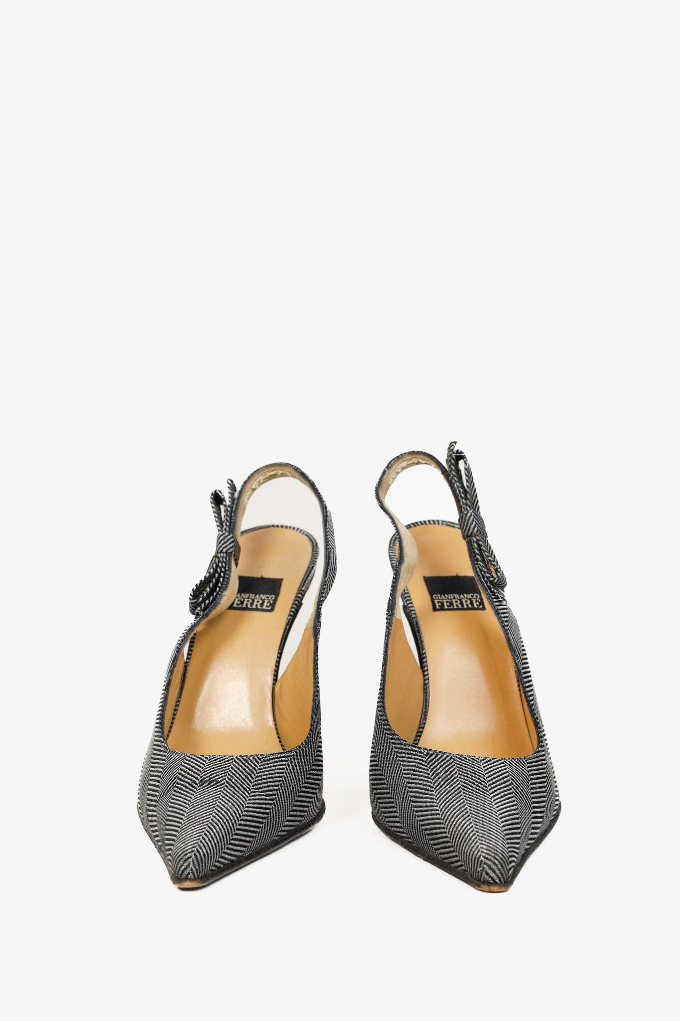 Gianfranco Ferre Gianfranco Ferre Metallic Herringbone Slingback Heels Size US 8 / IT 38 - 2 Thumbnail