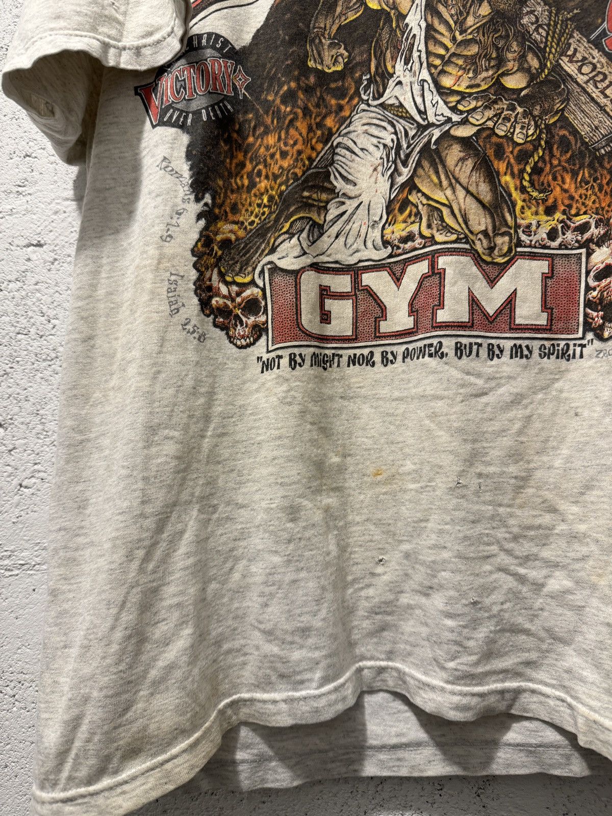 Vintage *RARE* VTG 1995 LORD’S GYM GOD BODYBUILDING NO SWEAT TEE Size US M / EU 48-50 / 2 - 4 Thumbnail