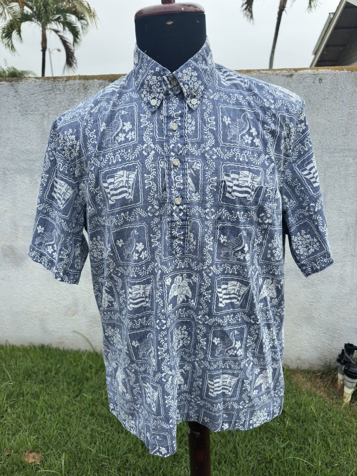 Reyn Spooner PreOwned Reyn Spooner Hawaiian Print 3/4 Button Blue Men's M Size US M / EU 48-50 / 2 - 1 Thumbnail