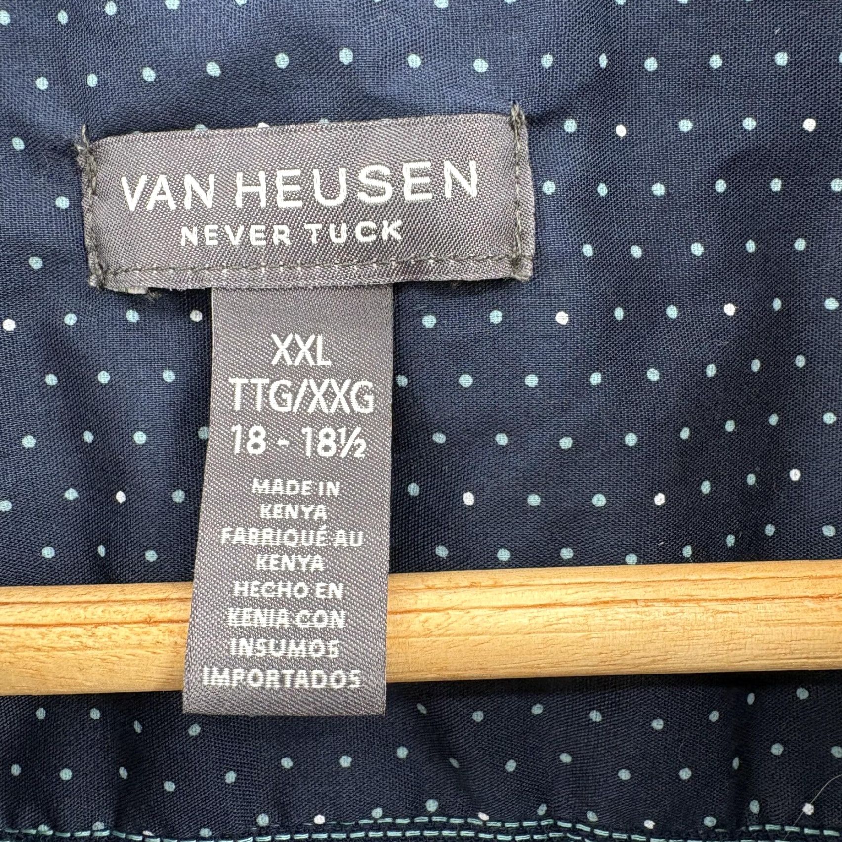 Van Heusen Van Heusen Shirt Mens 2XL Blue Polka Dot Long Sleeve Button Front Slim Business Size US XXL / EU 58 / 5 - 3 Thumbnail
