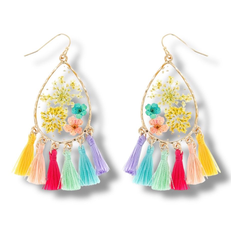 Other LuLu LaLa dried flowers glass multicolor tassel earrings Size ONE SIZE - 1 Thumbnail