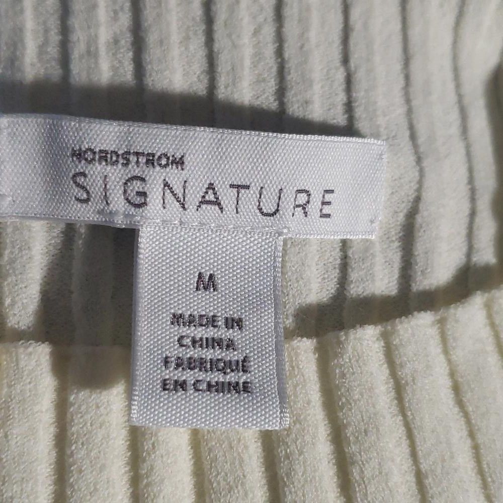 Designer CT771 Nordstrom Signature Crew Neck Ribbed Cream Sweater Size M / US 6-8 / IT 42-44 - 5 Thumbnail
