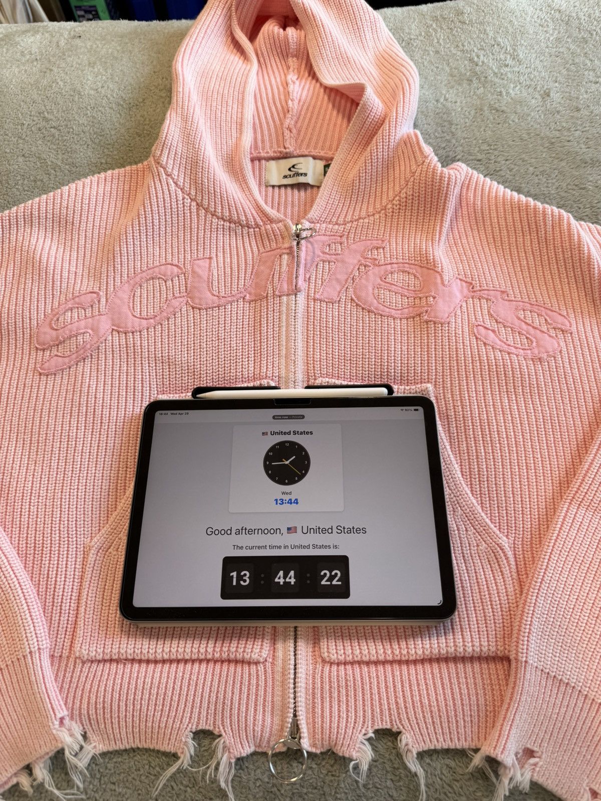Other Scuffers Light Pink Knit Zipper Hoodie Size US S / EU 44-46 / 1 - 5 Thumbnail