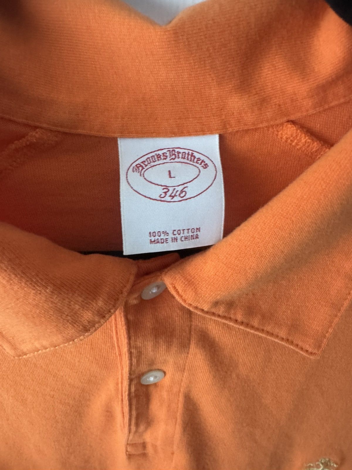 Brooks Brothers Orange Brooks Brothers Polo Shirt Gold Logo 100% Cotton L Size US L / EU 52-54 / 3 - 3 Thumbnail