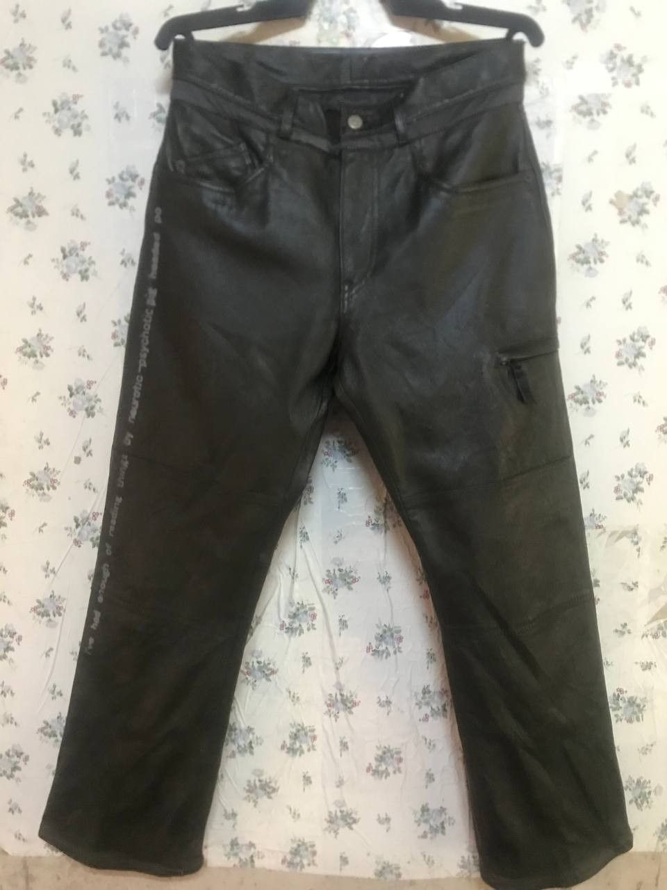 Seditionaries Vintage PPFM Poem Punk Leather Pants Dark Green Size US 31 - 1 Thumbnail