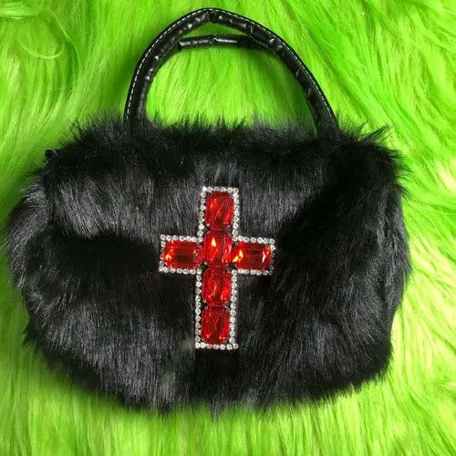Vintage Gothic Soft Black Cross Handbag Size ONE SIZE - 4 Thumbnail