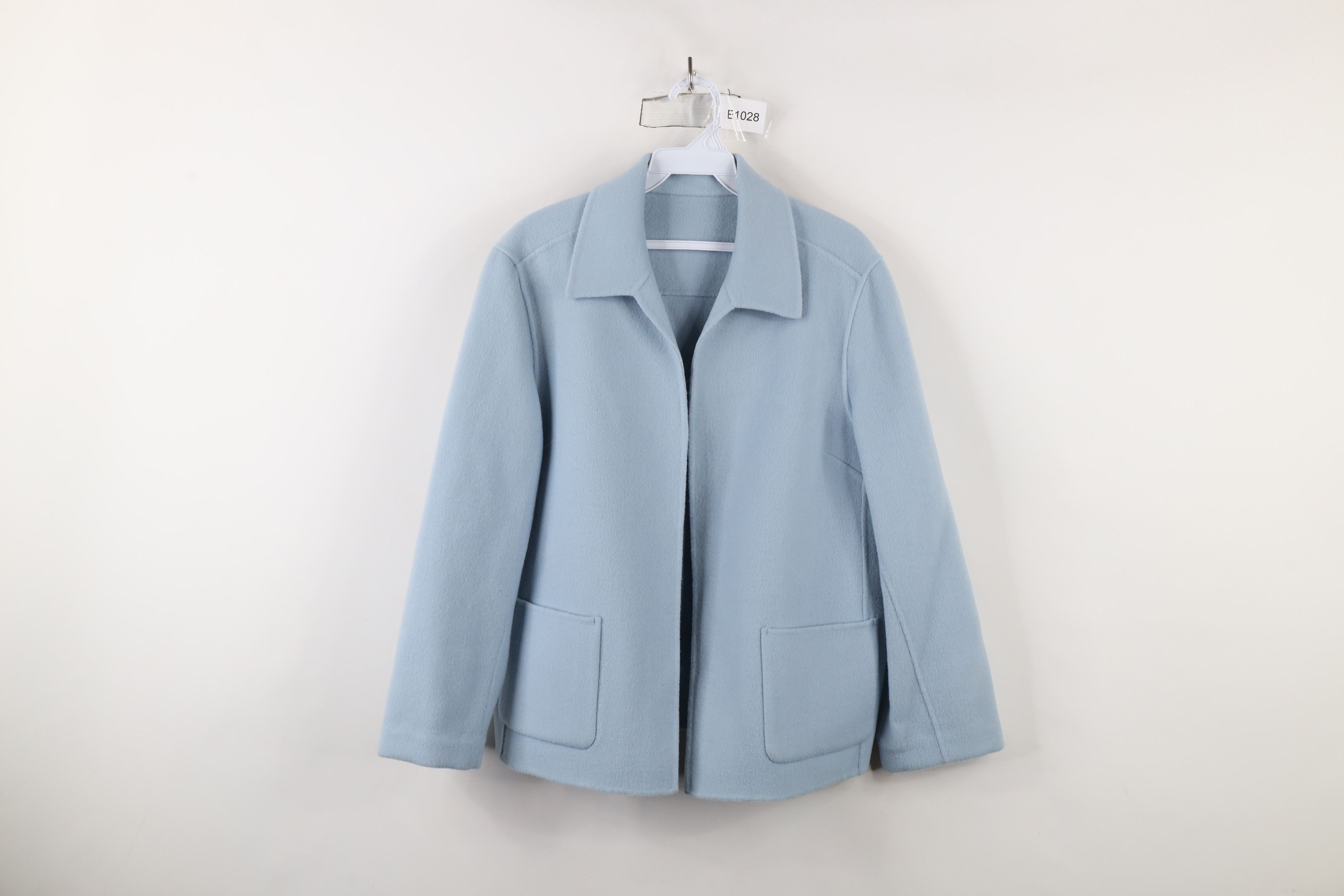 Vintage Vintage 90s Streetwear Wool Open Front Blazer Jacket Blue Size L / US 10 / IT 46 - 1 Thumbnail