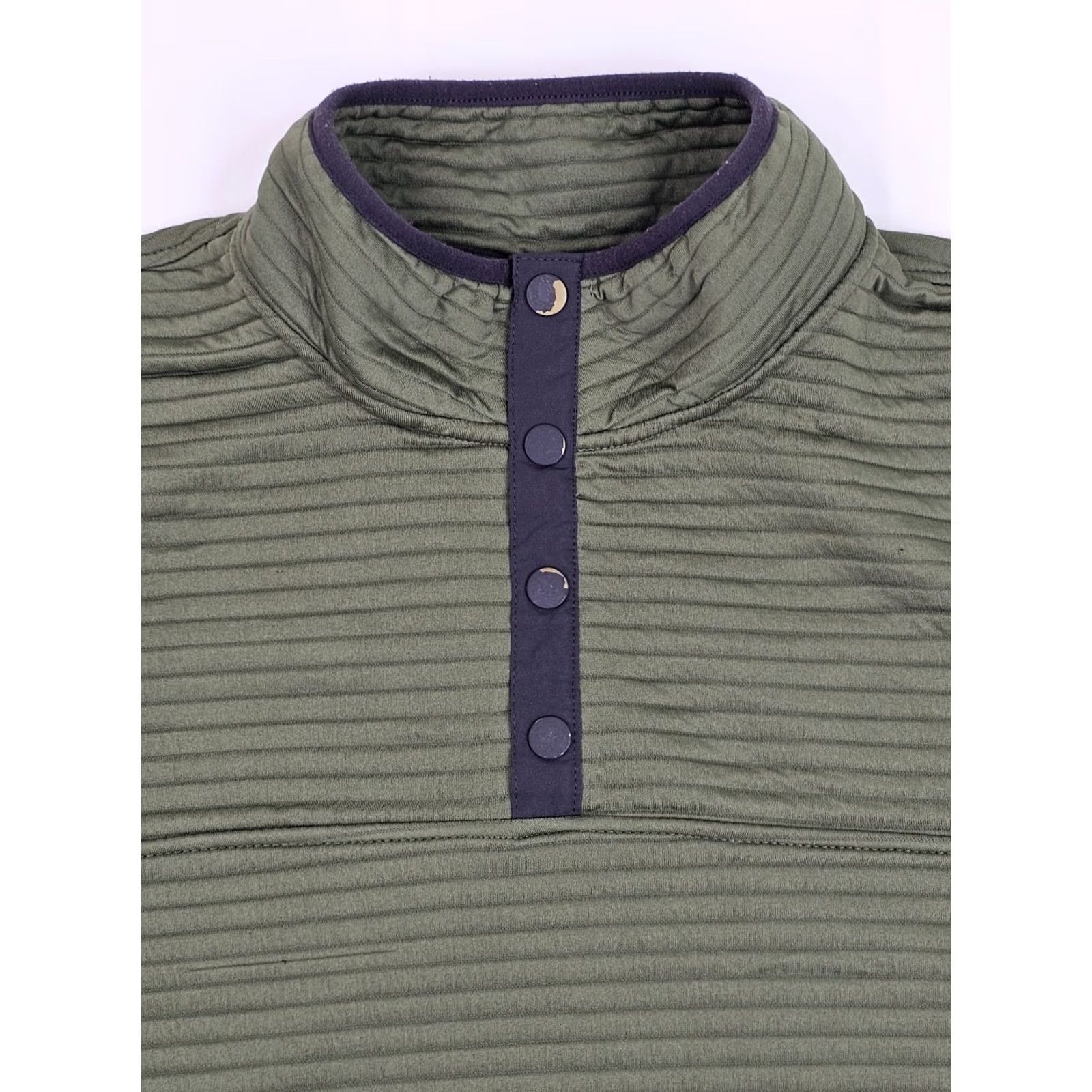 Olive Gerry Ottoman Snap Front Pullover Shirt Men XL Olive Army Green Kangaroo Pouch Snap Front Pullover Knit 100% Polyester Casual Size US XL / EU 56 / 4 - 6 Thumbnail
