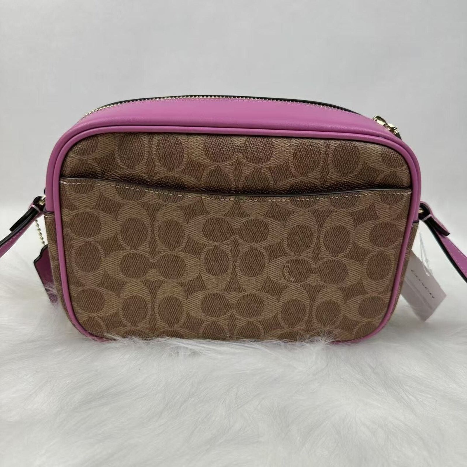 Coach COACH Jamie Camera Crossbody Bag In Sig Canvas Tan/Fuchsia Size ONE SIZE - 3 Thumbnail