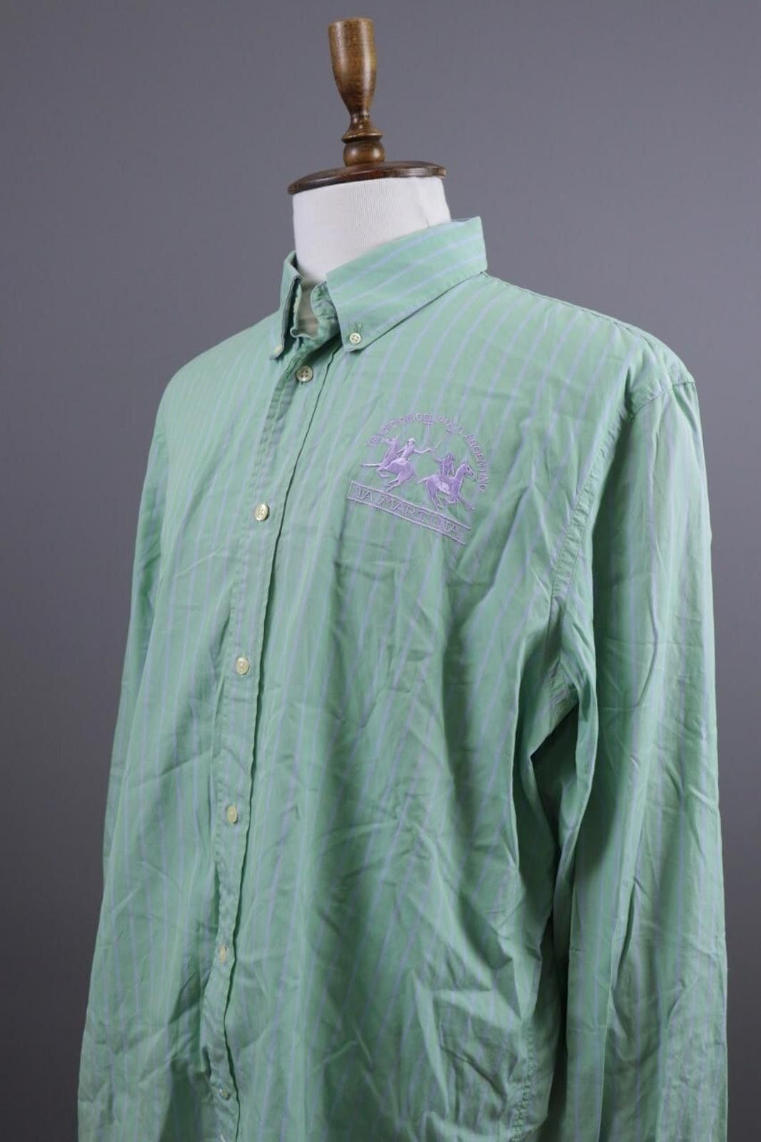 La Martina La Martina Buenos Aires Green Pinstripe Shirt Size 3XL Size US XXL / EU 58 / 5 - 6 Thumbnail