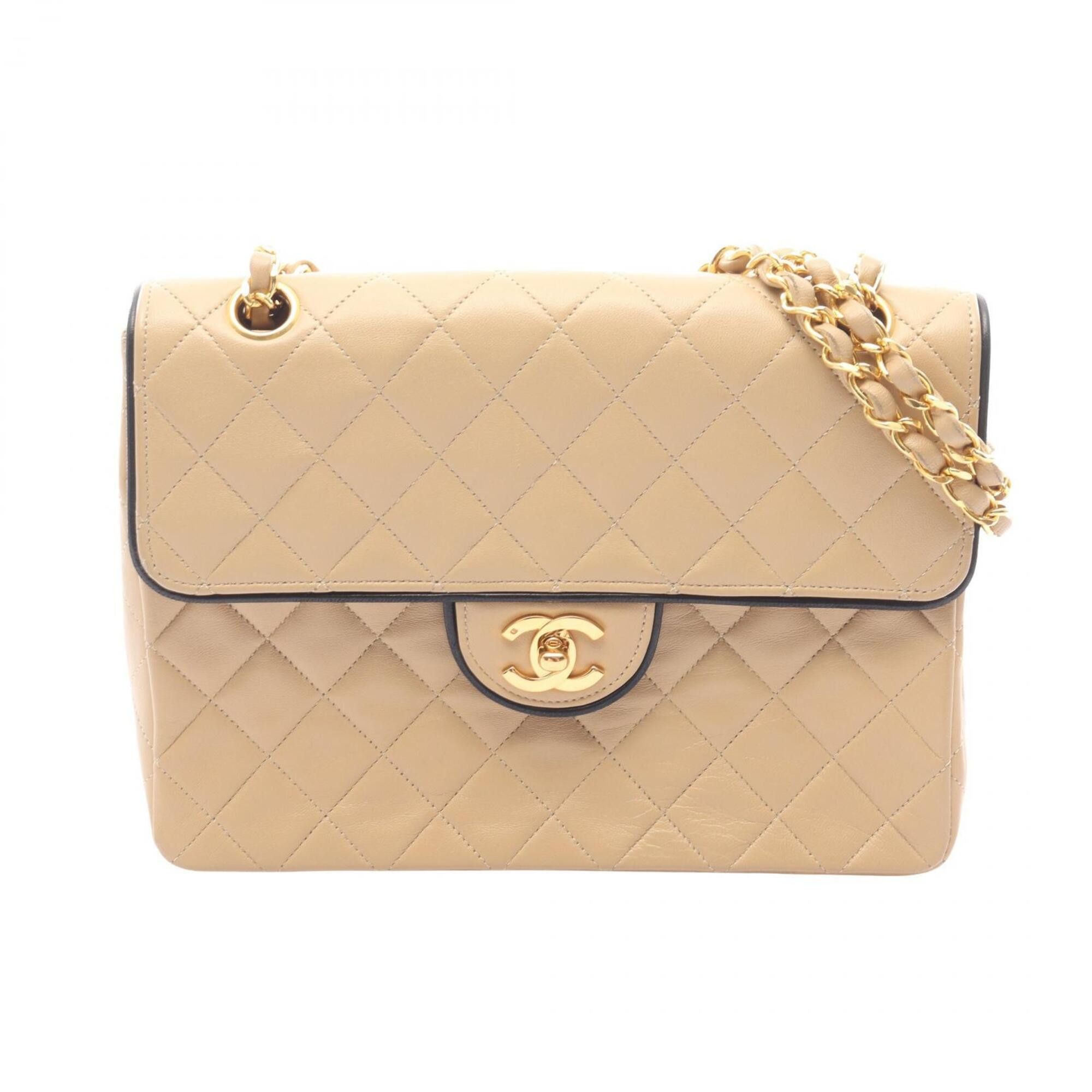 Chanel Chanel Matelassé Single Flap Vintage Shoulder Bag/Handbag, Lambskin Leather, Women's, Beige Size ONE SIZE - 1 Thumbnail