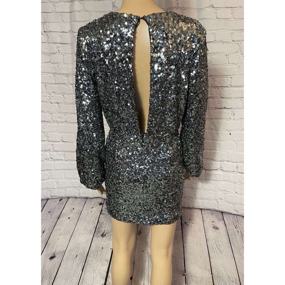 Other NWT New O.P.T. Rumi Gunmetal Silver Sequin Mini Dress XS Size XS / US 0-2 / IT 36-38 - 3 Thumbnail