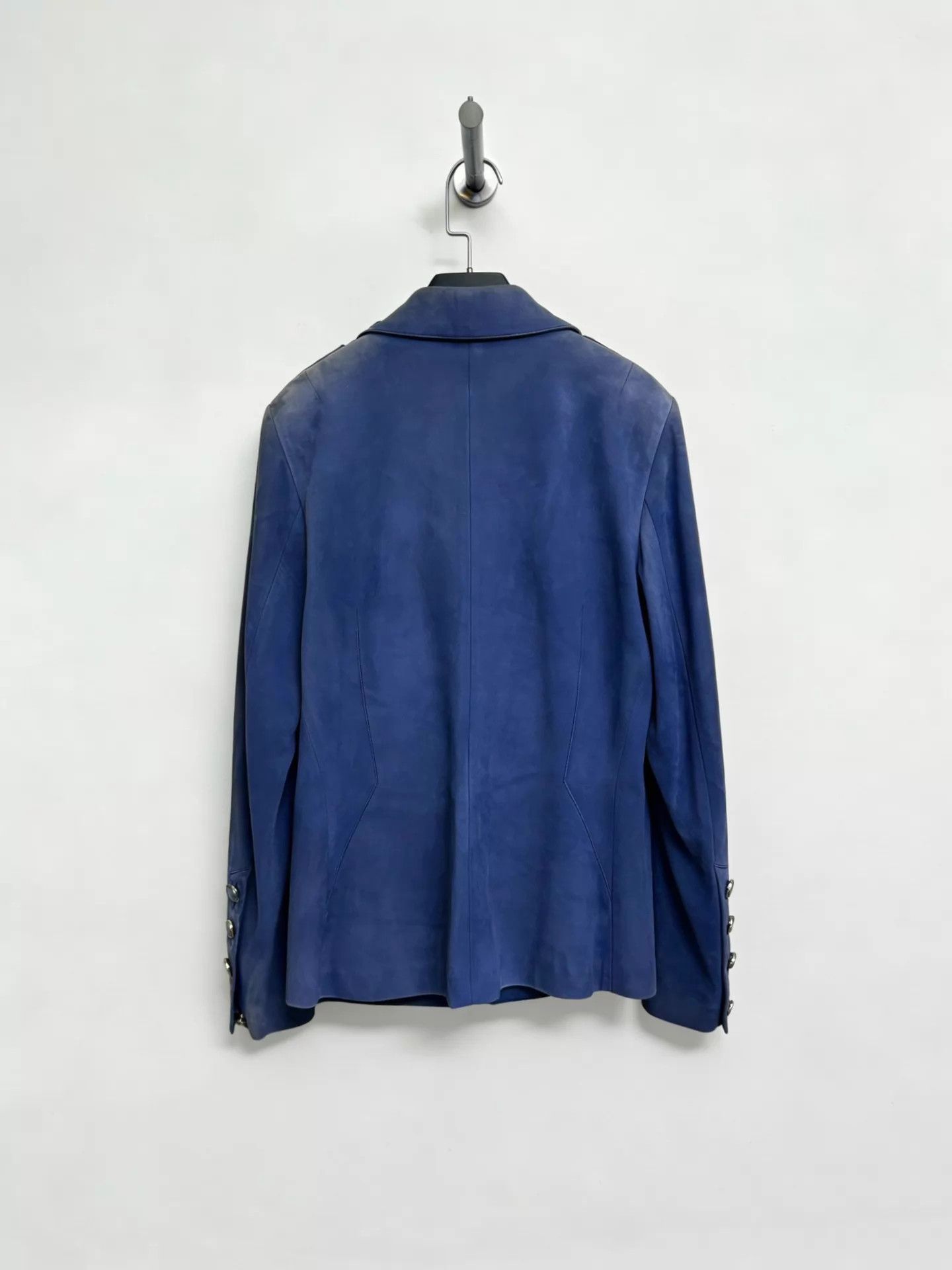 Loewe Loewe 1970s Double Breasted Blue Nubuck Leather Jacket Size M / US 6-8 / IT 42-44 - 2 Thumbnail