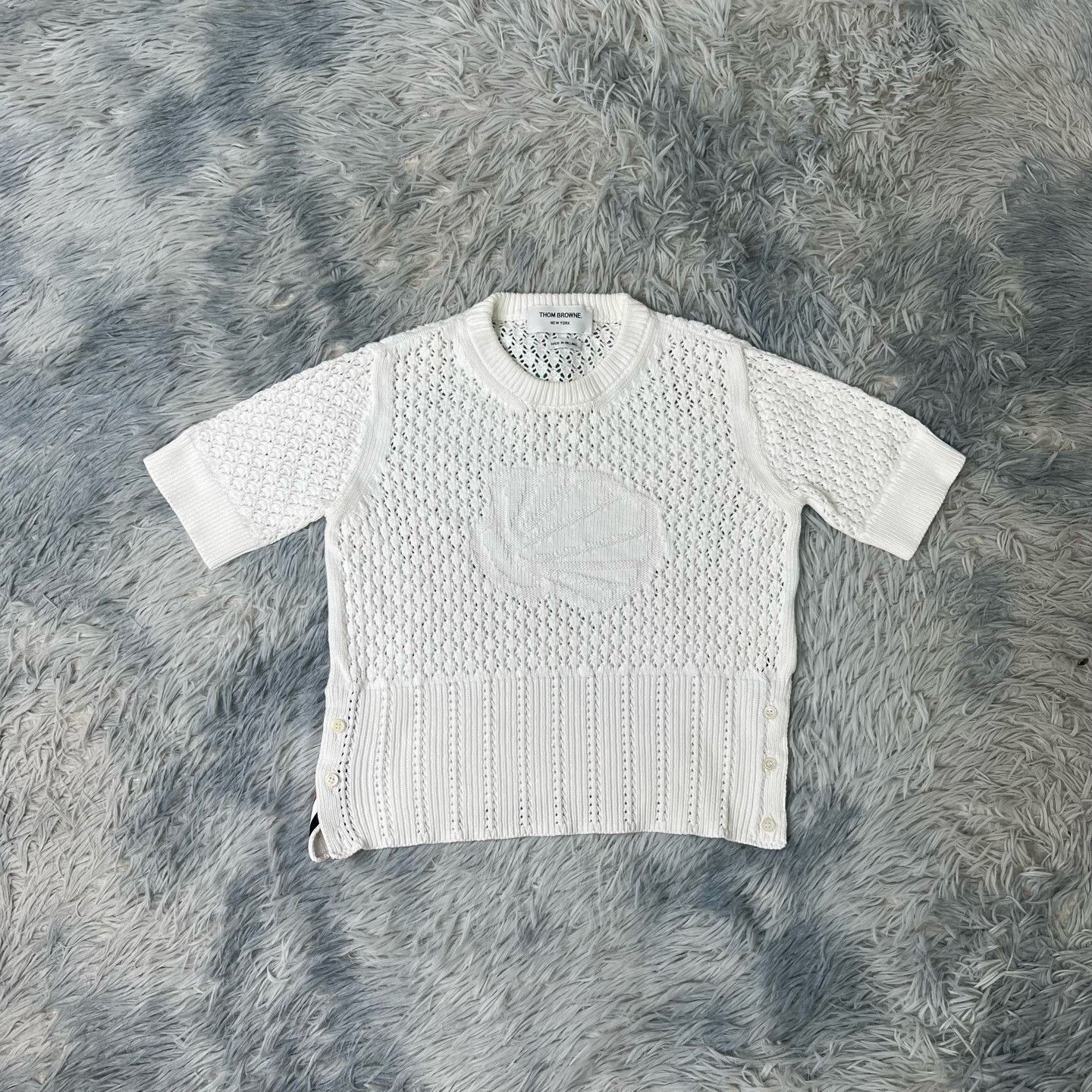 Thom Browne Thom Browne Pink Shell Jacquard Knit Short Sleeve Size M / US 6-8 / IT 42-44 - 1 Thumbnail
