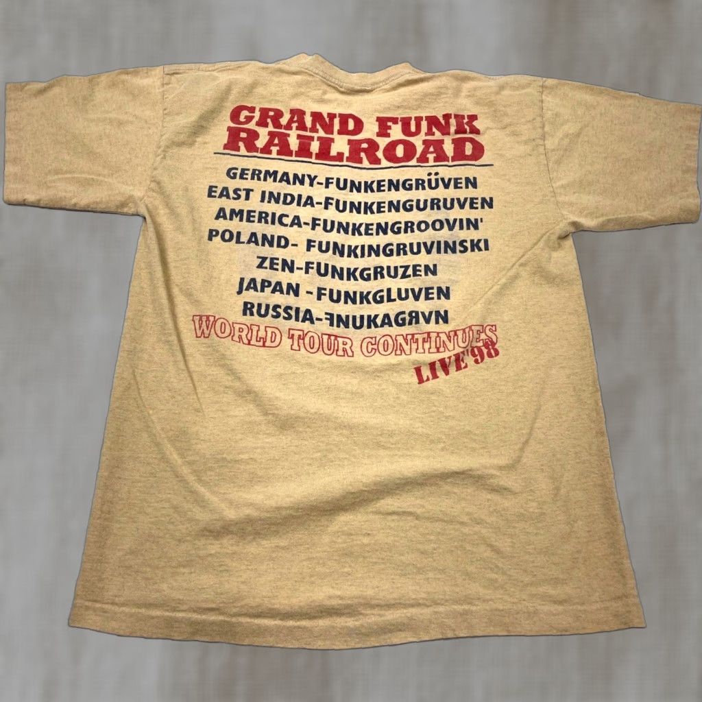 Vintage Vintage Grand Funk Railroad Men's Large Brown Cotton T-Shirt 90s Band Graphic Print Rock Retro Size US L / EU 52-54 / 3 - 1 Thumbnail