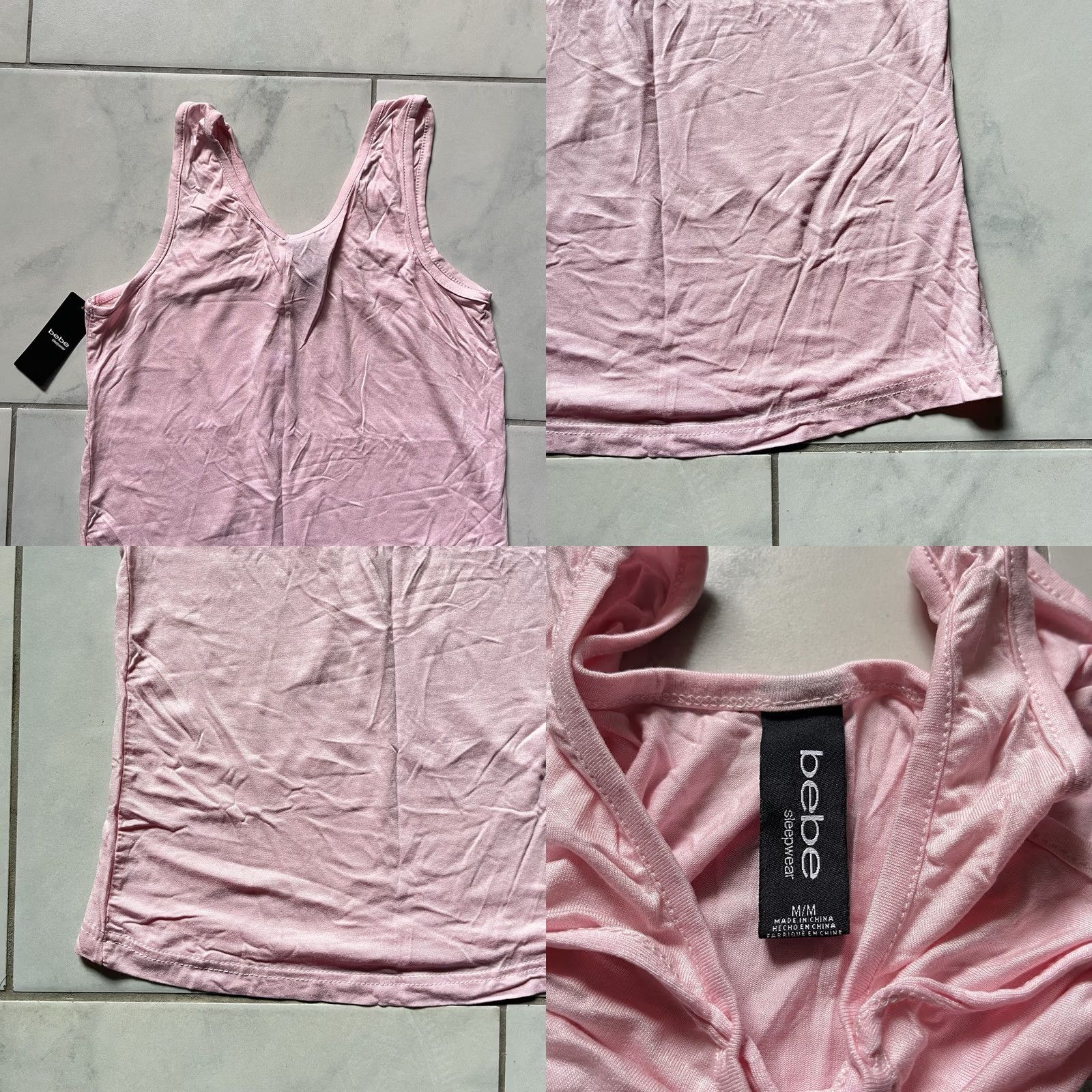 Bebe Bebe Tank Top Medium Pink Womens Stretch Fit Sleeveless V-Neck Pullover Cotton Spandex Easy Care 4 Seasons Regular Size M Size M / US 6-8 / IT 42-44 - 8 Thumbnail