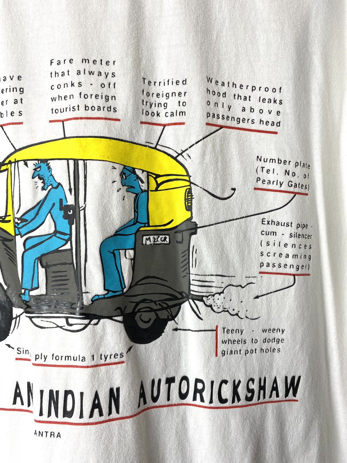 Rap Tees Vintage 1990’s Anatomy Of Indian Autorickshaw T Shirt Size US M / EU 48-50 / 2 - 4 Thumbnail
