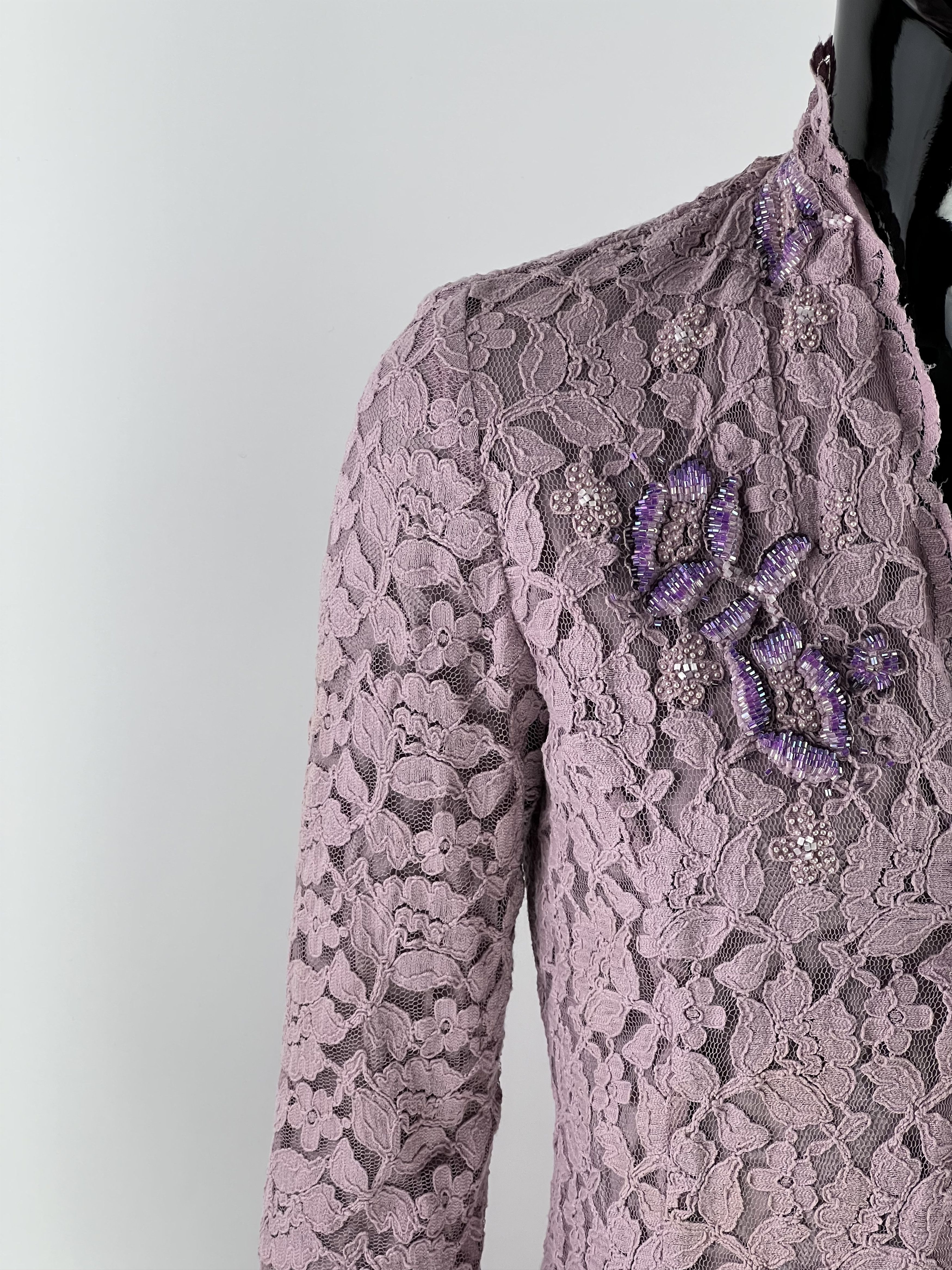 Designer Armand Ventilo Rhinestones Lace Cardigan Silk Lined Size 38 Size M / US 6-8 / IT 42-44 - 5 Thumbnail