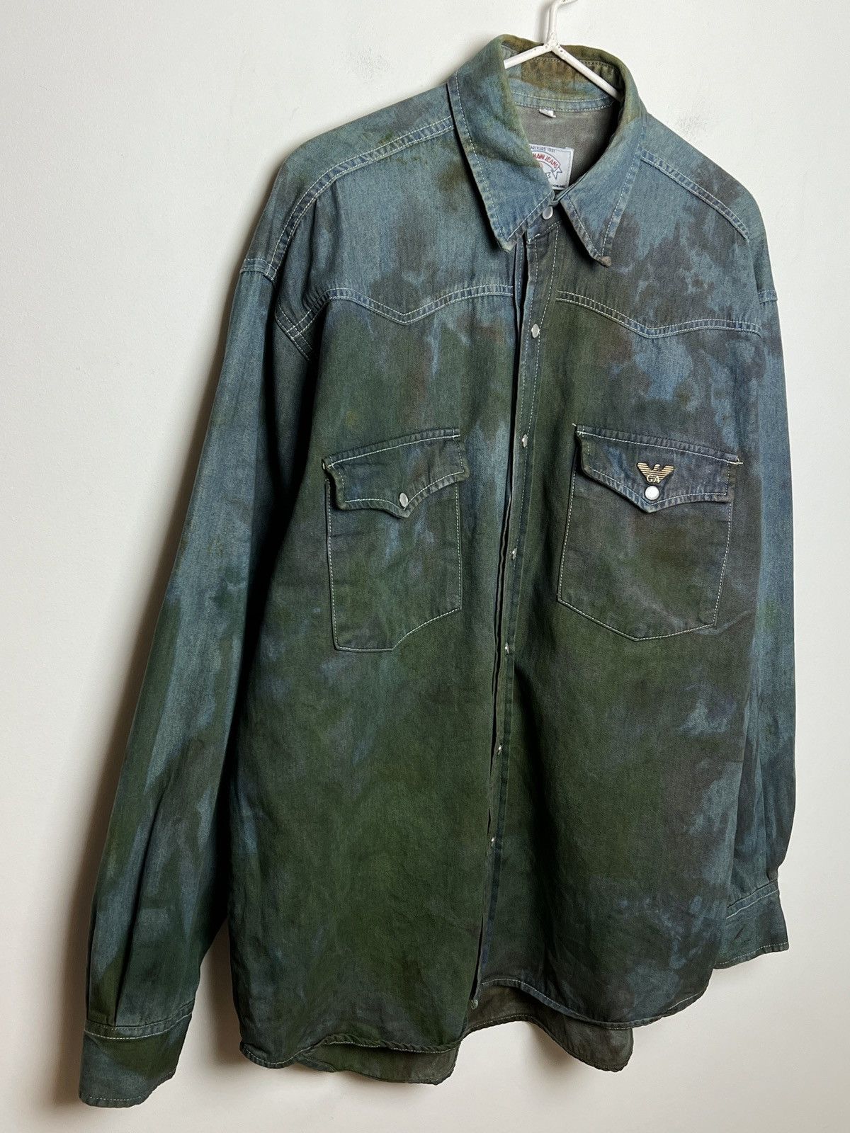 Giorgio Armani armani mud denim shirt y2k tie dye 1 of 1 m-l Size US L / EU 52-54 / 3 - 7 Thumbnail