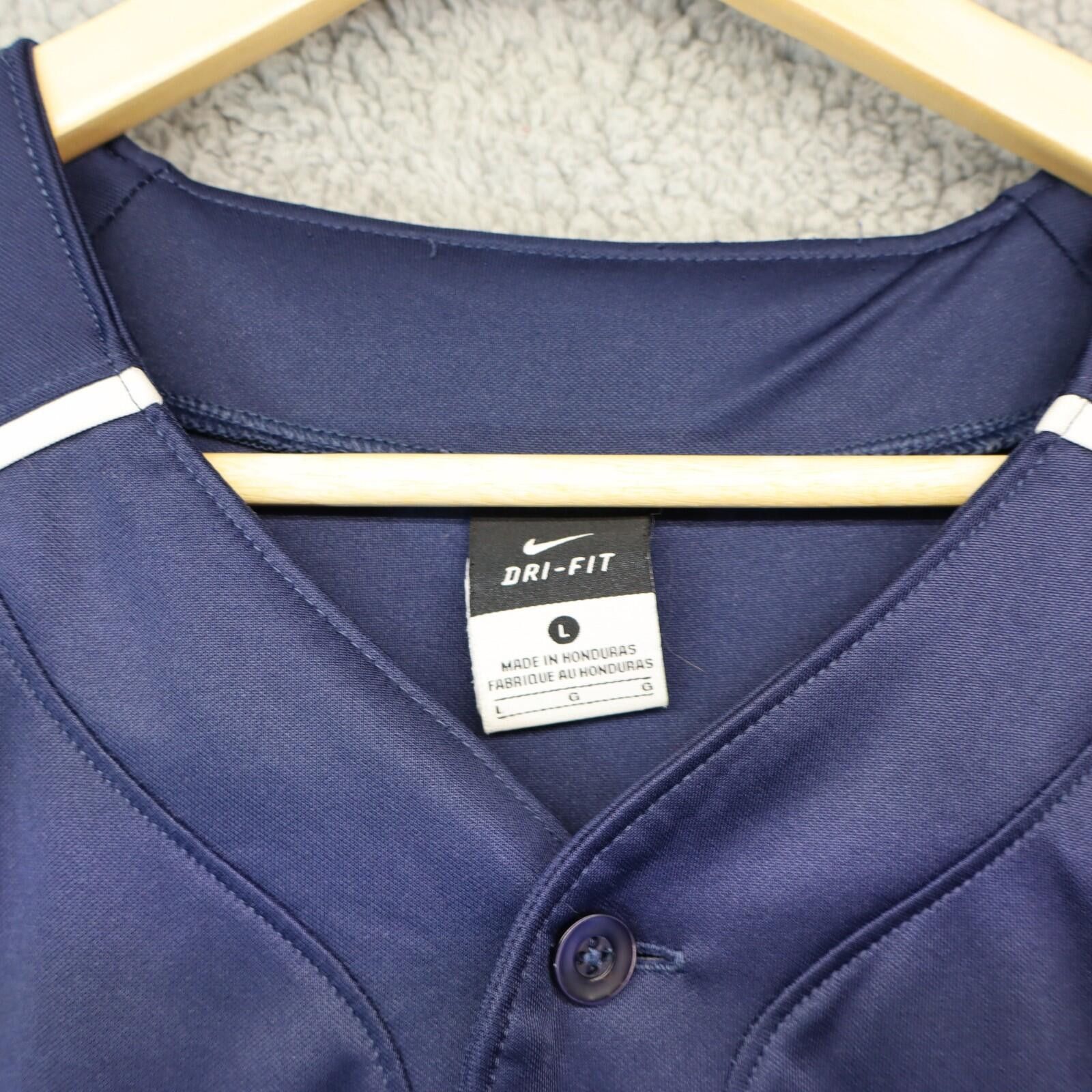 Nike Nike Baseball Jersey Men Large Blue Navy Blank Swoosh Logo Size US L / EU 52-54 / 3 - 3 Thumbnail