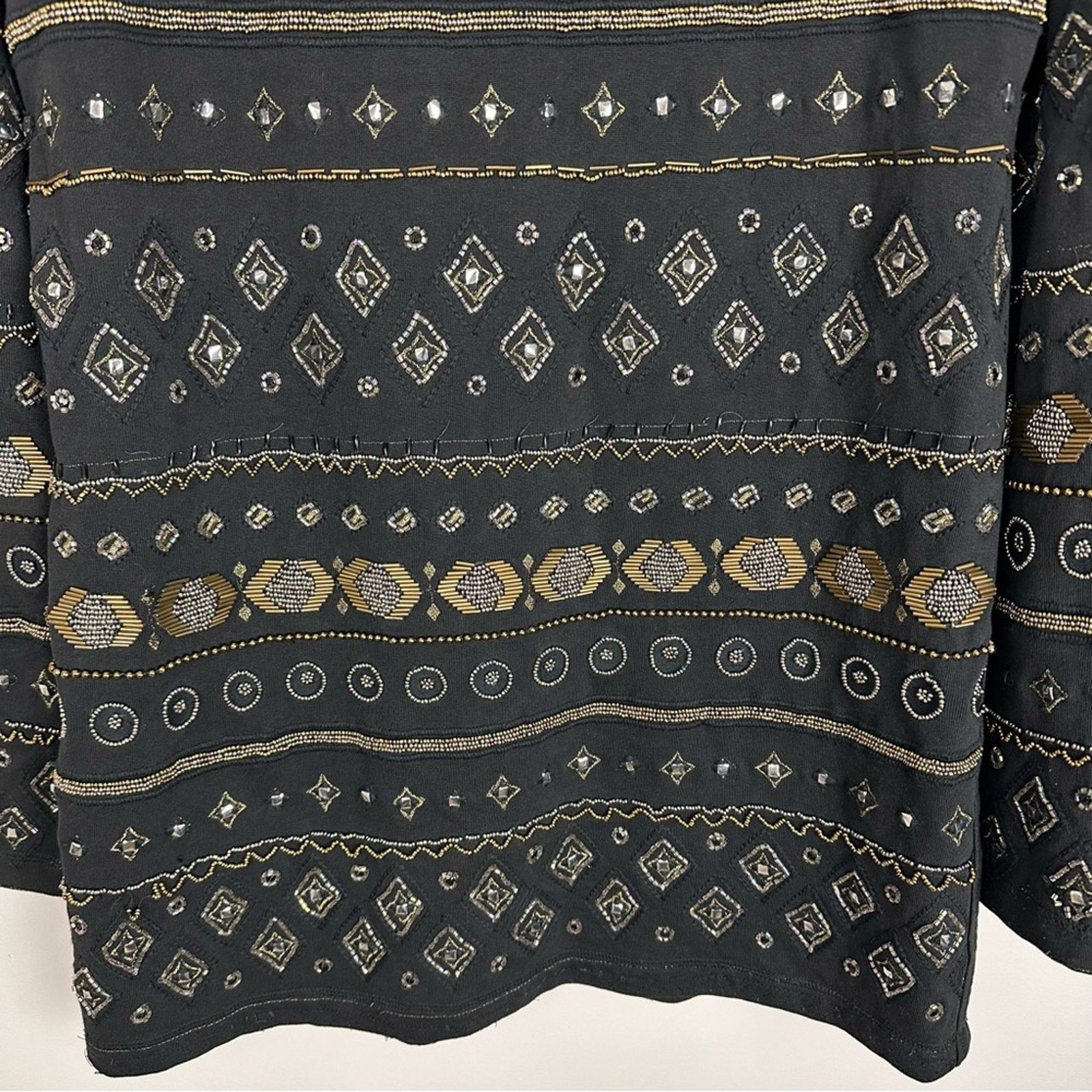 Free People Free People Gold Beaded Long Sleeve Shift Mini Dress Black S Size S / US 4 / IT 40 - 11 Thumbnail