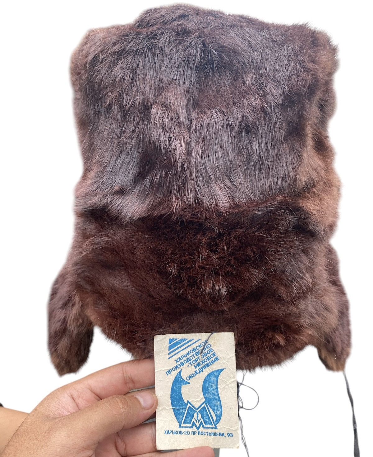Vintage Vintage Soviet Era Brown Rabbit Fur Ushanka Winter Cap Size 46 - 4 Thumbnail