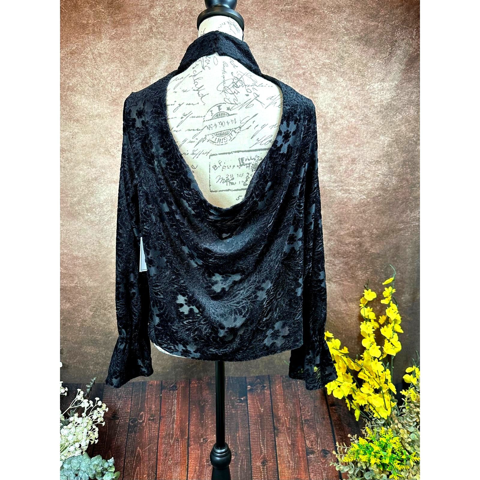 Other 1. State High Neck Open Back Long Sleeve Blouse Rich Black M Size M / US 6-8 / IT 42-44 - 13 Thumbnail