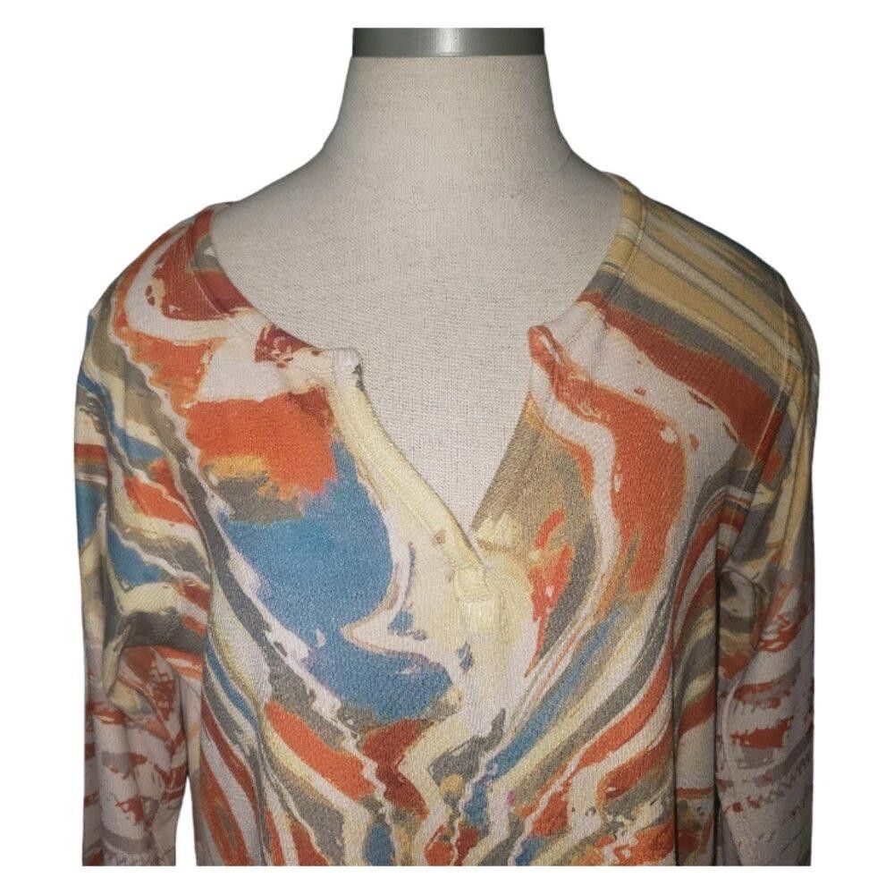 Designer CT471 Patchington V-neck Long Sleeve Ribbed Blouse M Size M / US 6-8 / IT 42-44 - 2 Thumbnail