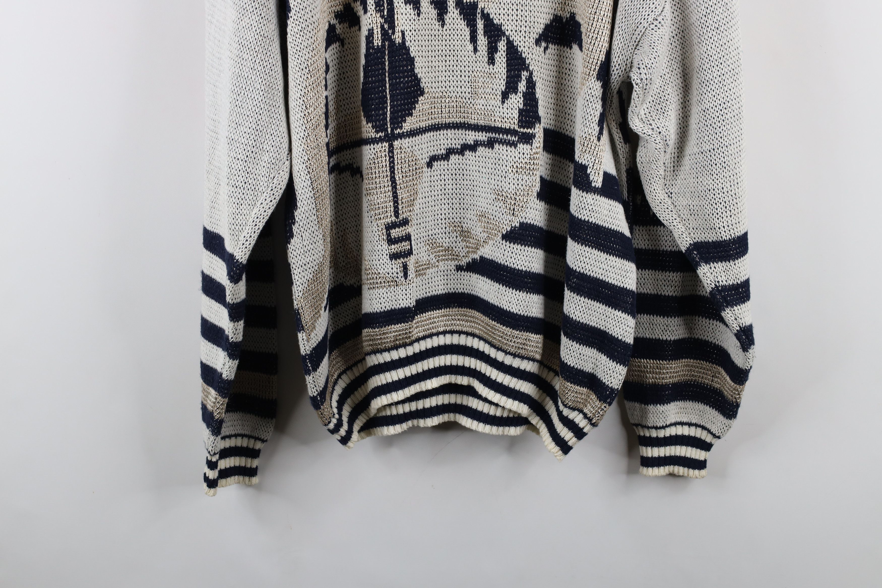 Vintage Vintage 90s Streetwear Abstract Compass Dolphin Knit Sweater Size L / US 10 / IT 46 - 13 Thumbnail