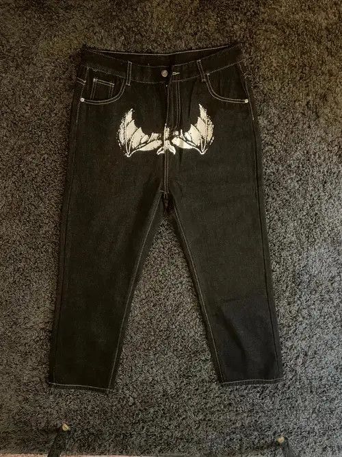 Designer × Japanese Brand jeans with print of head straight loose Size US 32 / EU 48 - 2 Thumbnail