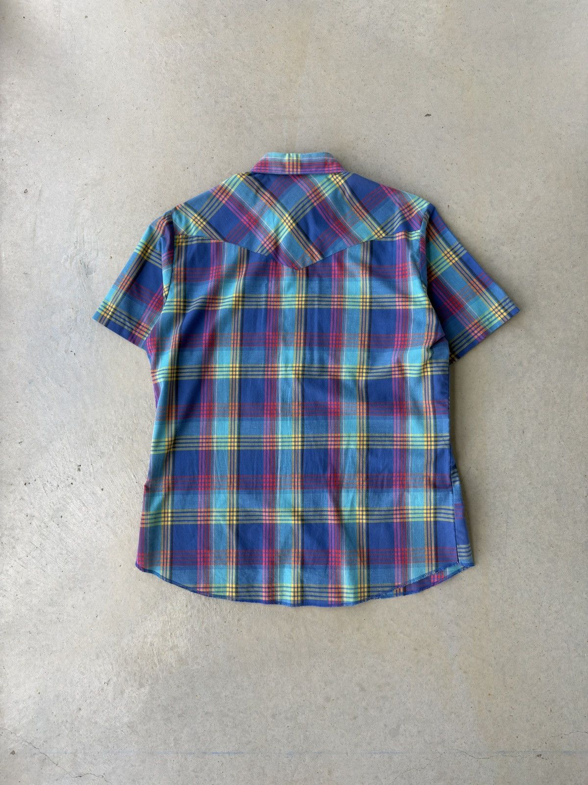 Vintage × Wrangler Vintage 90s Wrangler Plaid Pearl Snap Short Sleeve Button Up Size US L / EU 52-54 / 3 - 2 Thumbnail